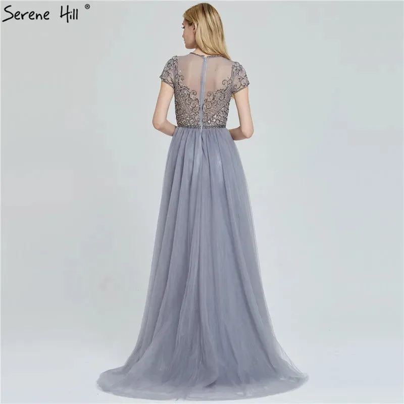 SERENE HILL - Original Dubai Crystal Short Sleeve Evening Dresses Design 2021 Luxury Mermaid Sexy Formal Dress Serene Hill LA60960