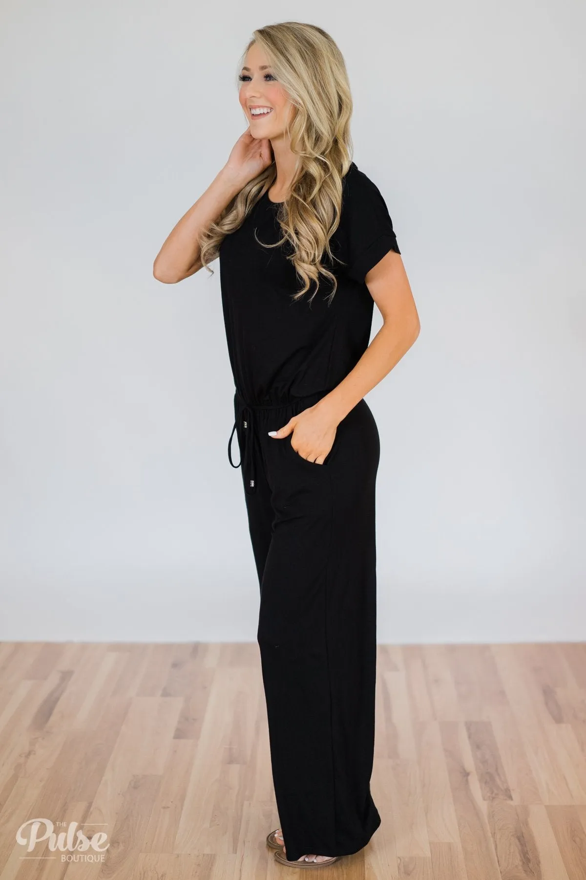 Short Sleeve Jumpsuit- Black