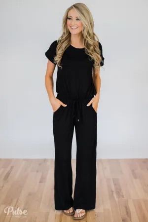 Short Sleeve Jumpsuit- Black
