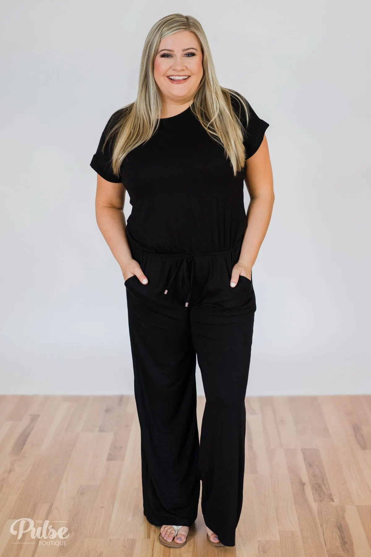 Short Sleeve Jumpsuit- Black