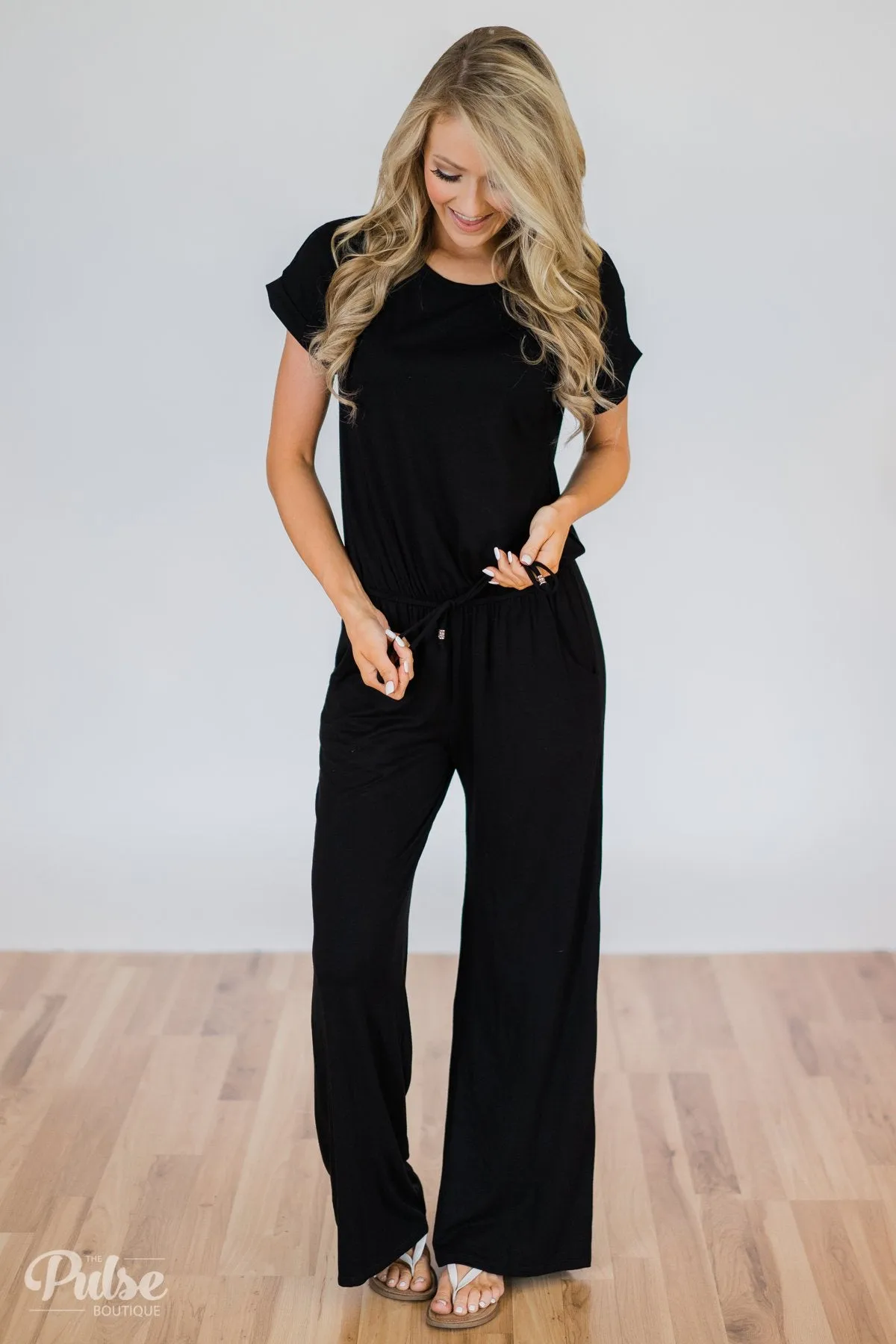 Short Sleeve Jumpsuit- Black