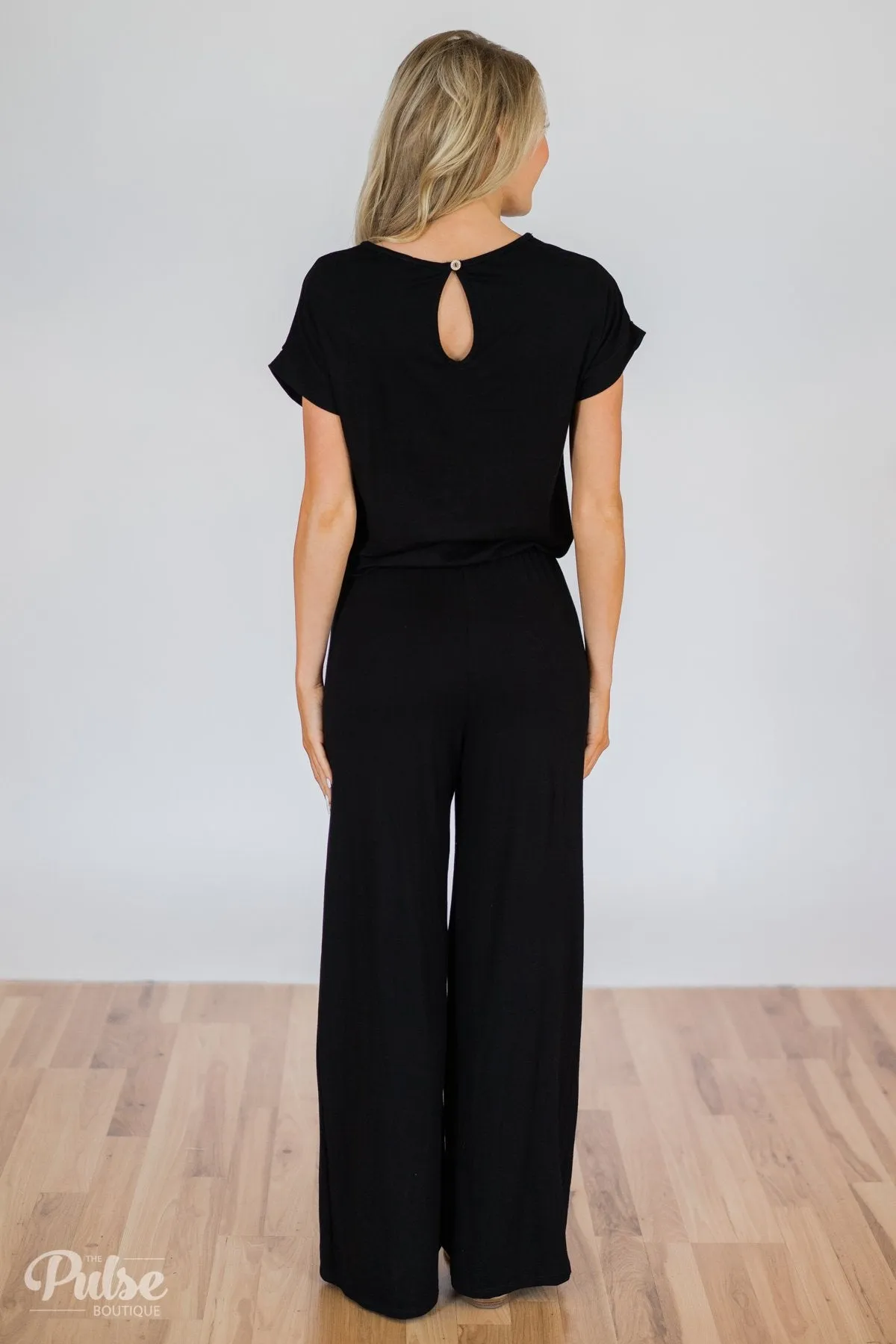 Short Sleeve Jumpsuit- Black