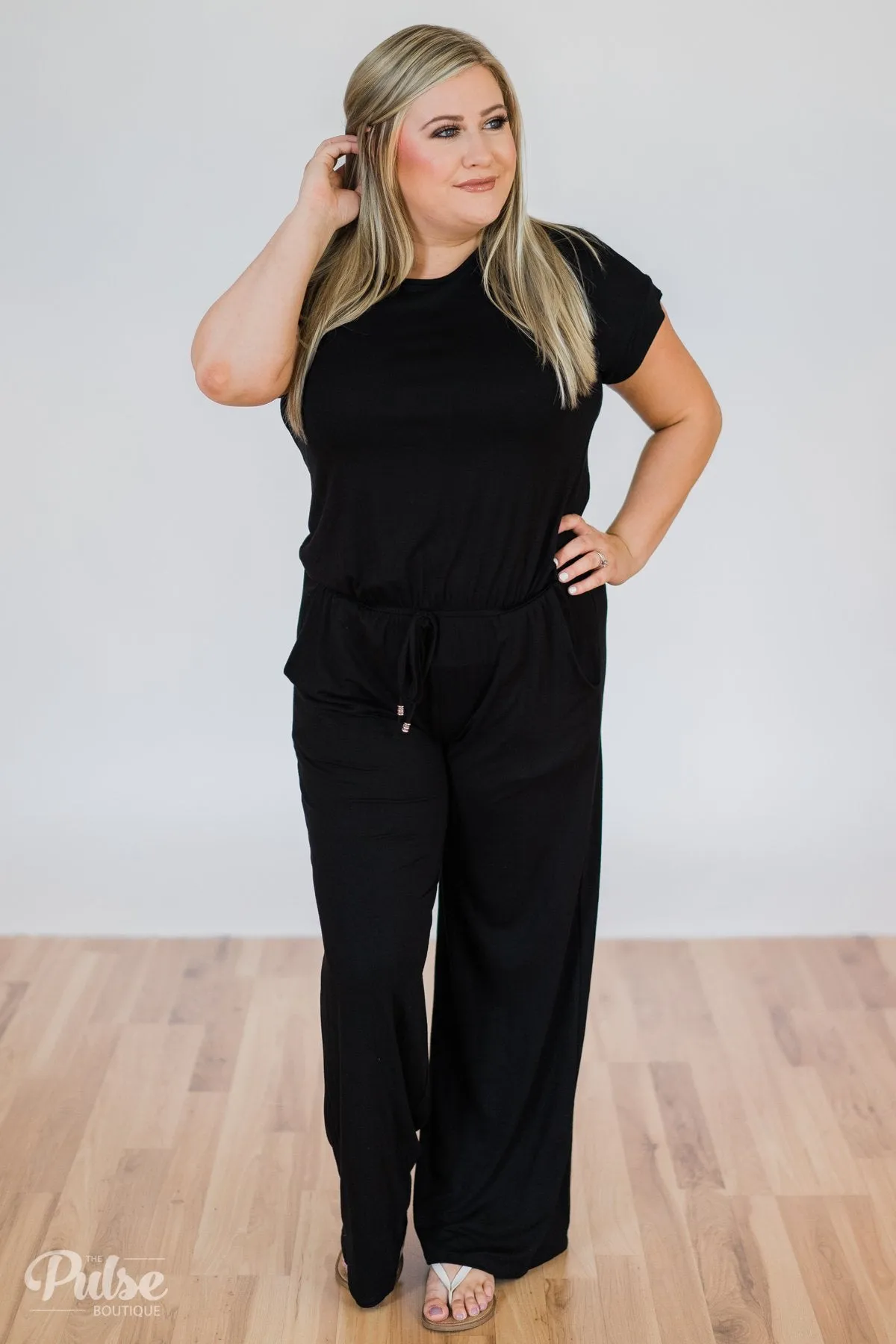 Short Sleeve Jumpsuit- Black