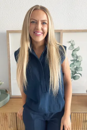 Sleeveless Cropped Shirt w/ Elastic Waist