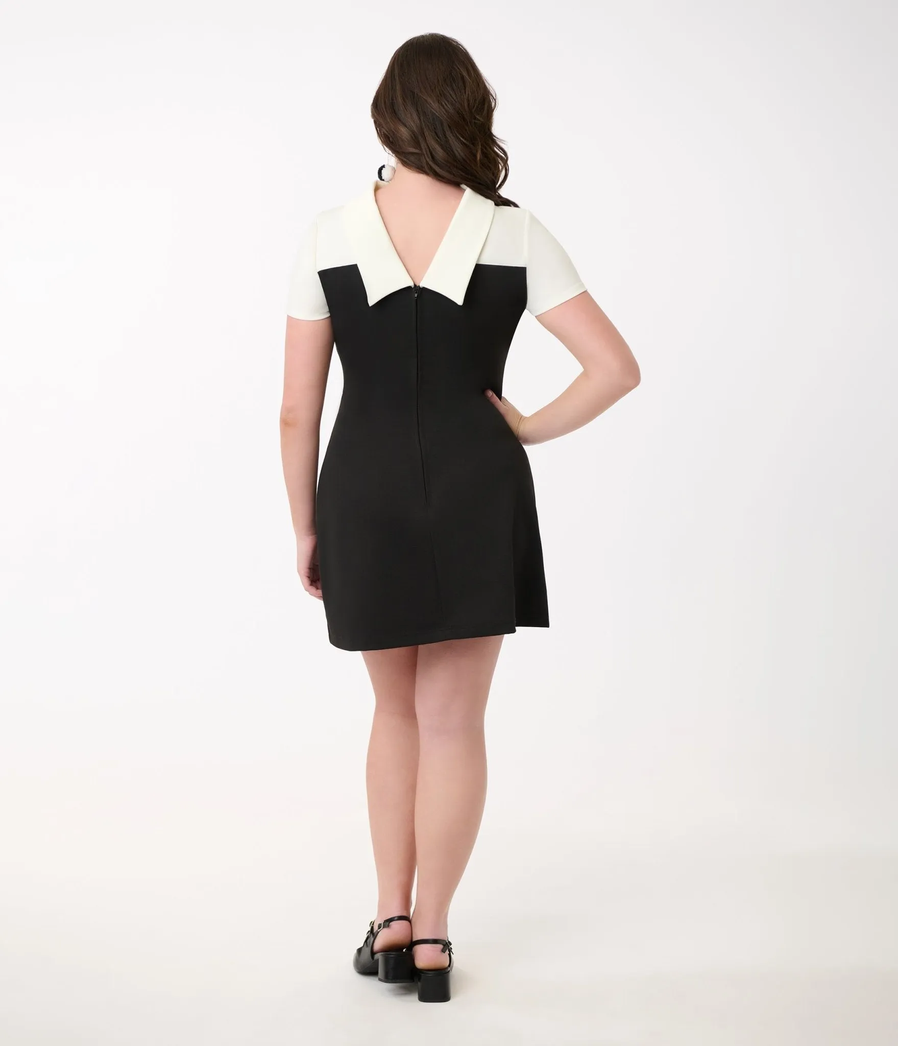 Smak Parlour Black & White Color Block Heart Shift Dress