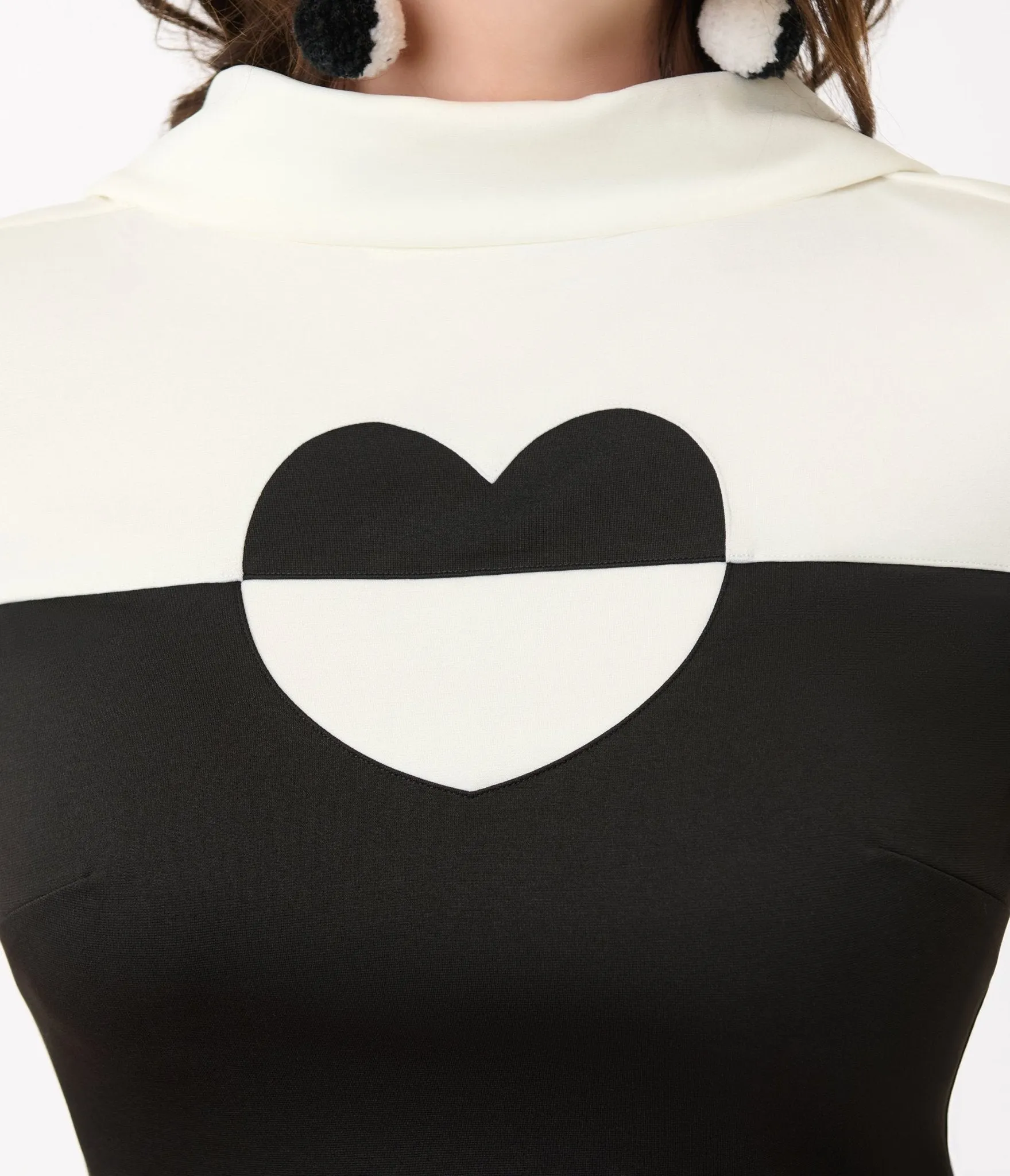 Smak Parlour Black & White Color Block Heart Shift Dress