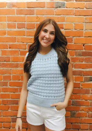Solid Eyelet Sleeveless Sweater