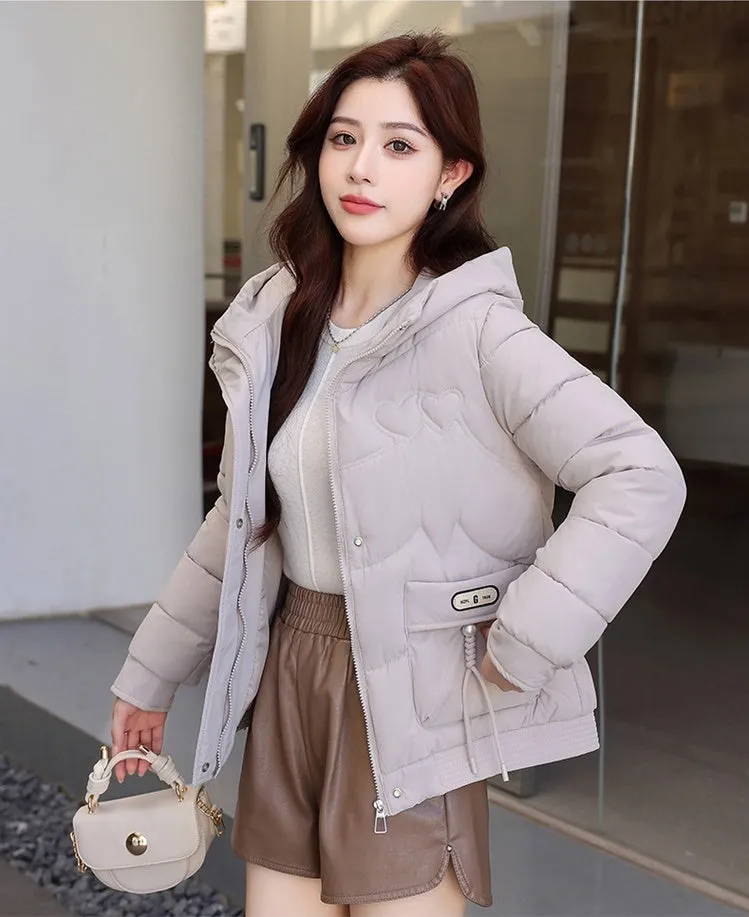Solid Quilted Puffer Jacket for Women with Windproof Features