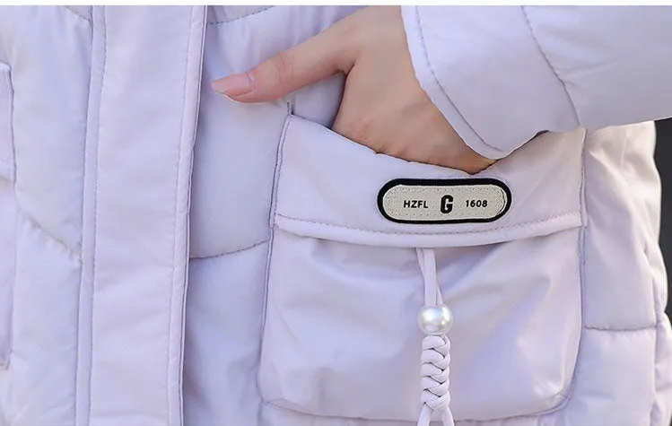 Solid Quilted Puffer Jacket for Women with Windproof Features