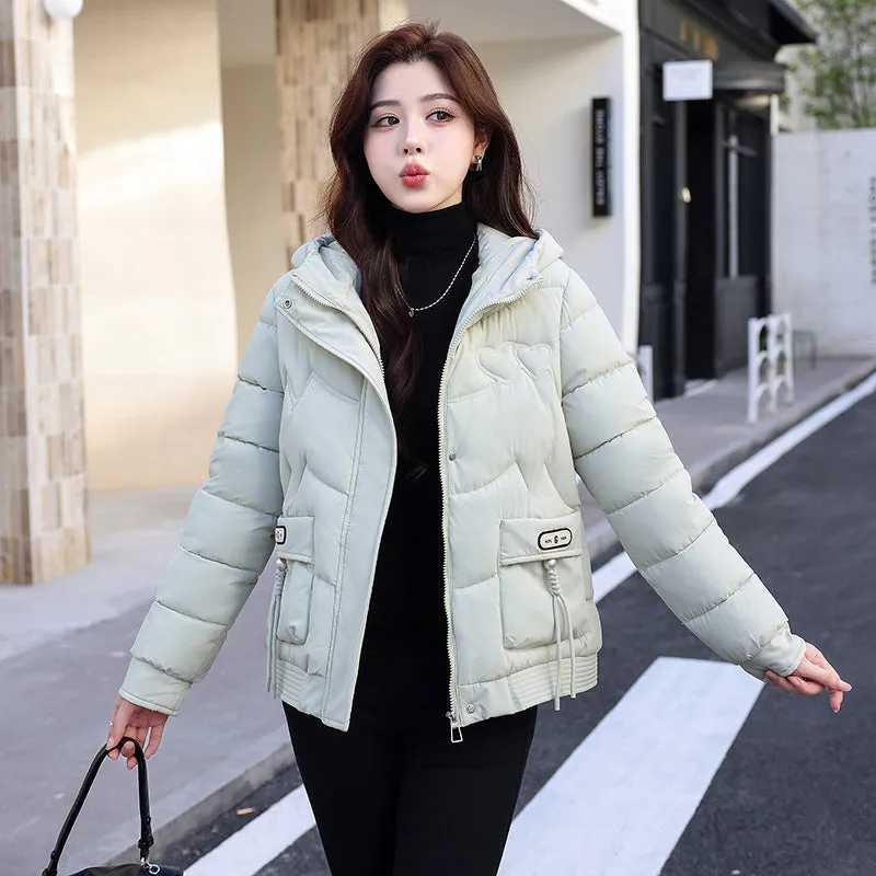 Solid Quilted Puffer Jacket for Women with Windproof Features