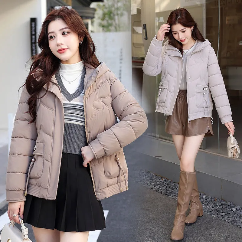 Solid Quilted Puffer Jacket for Women with Windproof Features
