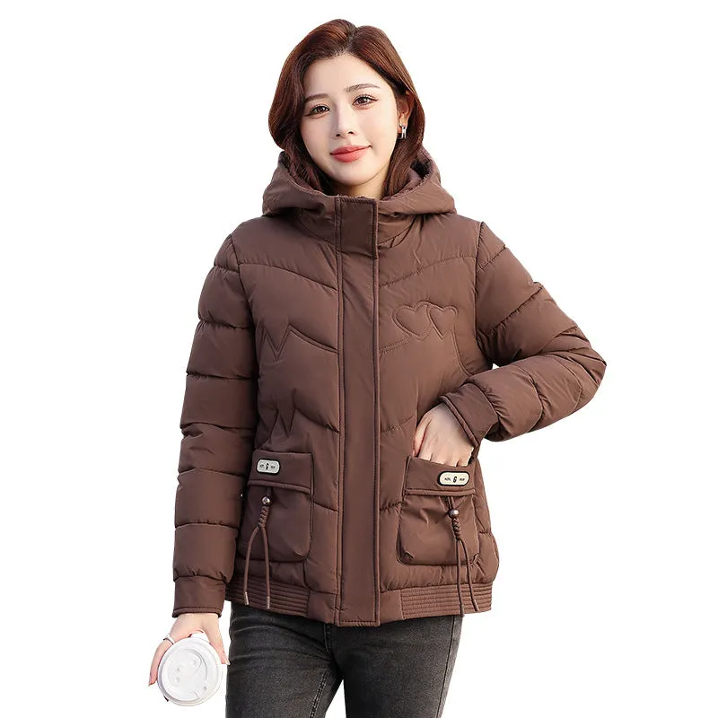 Solid Quilted Puffer Jacket for Women with Windproof Features