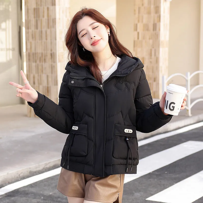 Solid Quilted Puffer Jacket for Women with Windproof Features