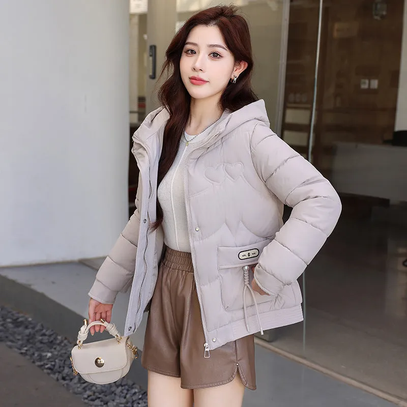 Solid Quilted Puffer Jacket for Women with Windproof Features
