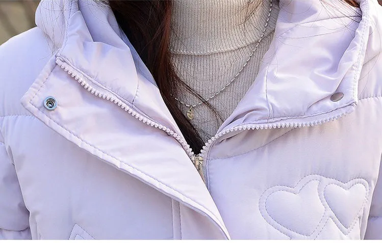 Solid Quilted Puffer Jacket for Women with Windproof Features