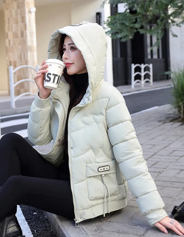 Solid Quilted Puffer Jacket for Women with Windproof Features