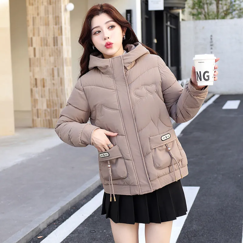 Solid Quilted Puffer Jacket for Women with Windproof Features