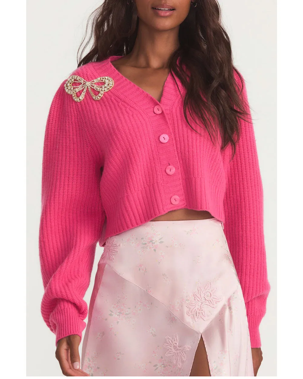 Spotlight Pink Larsa Cropped Cardigan