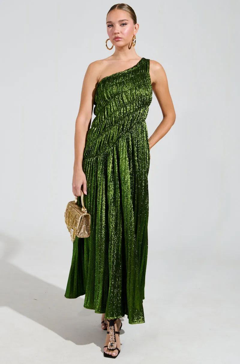 STAY RADIANT METALLIC CHIFFON MAXI DRESS