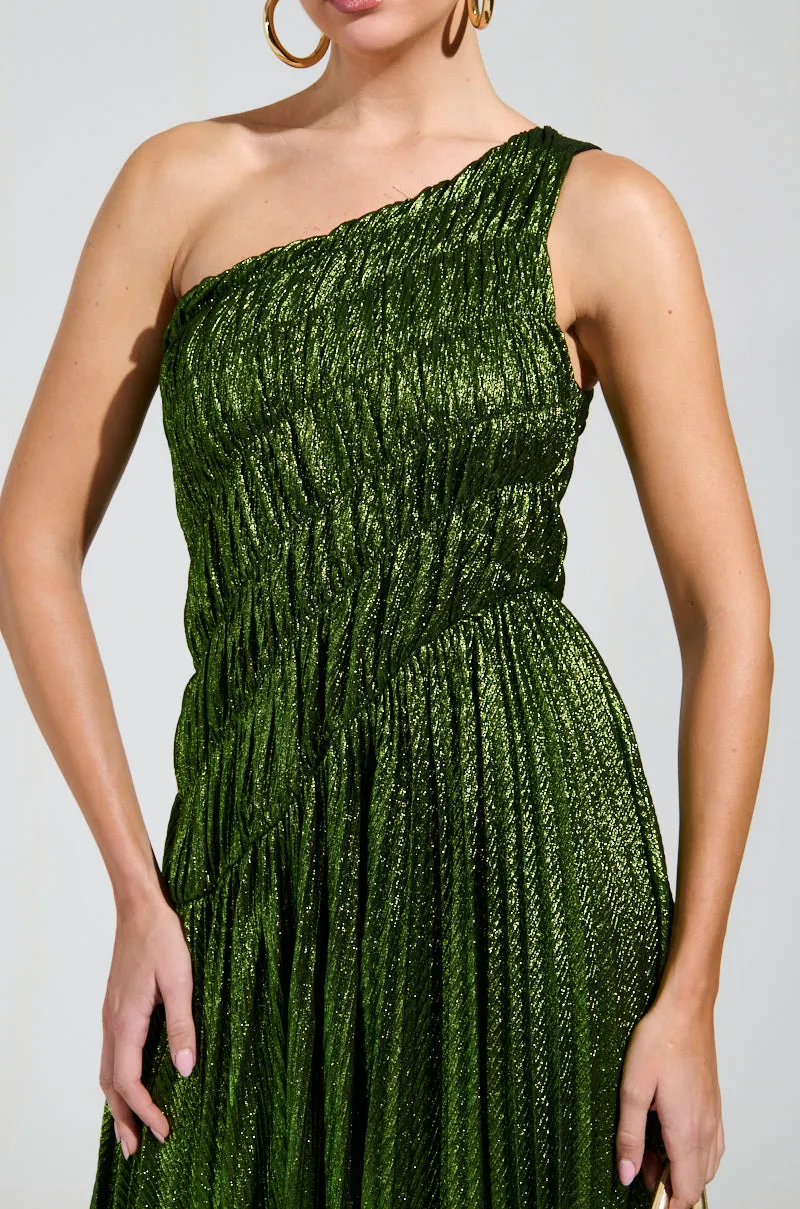 STAY RADIANT METALLIC CHIFFON MAXI DRESS