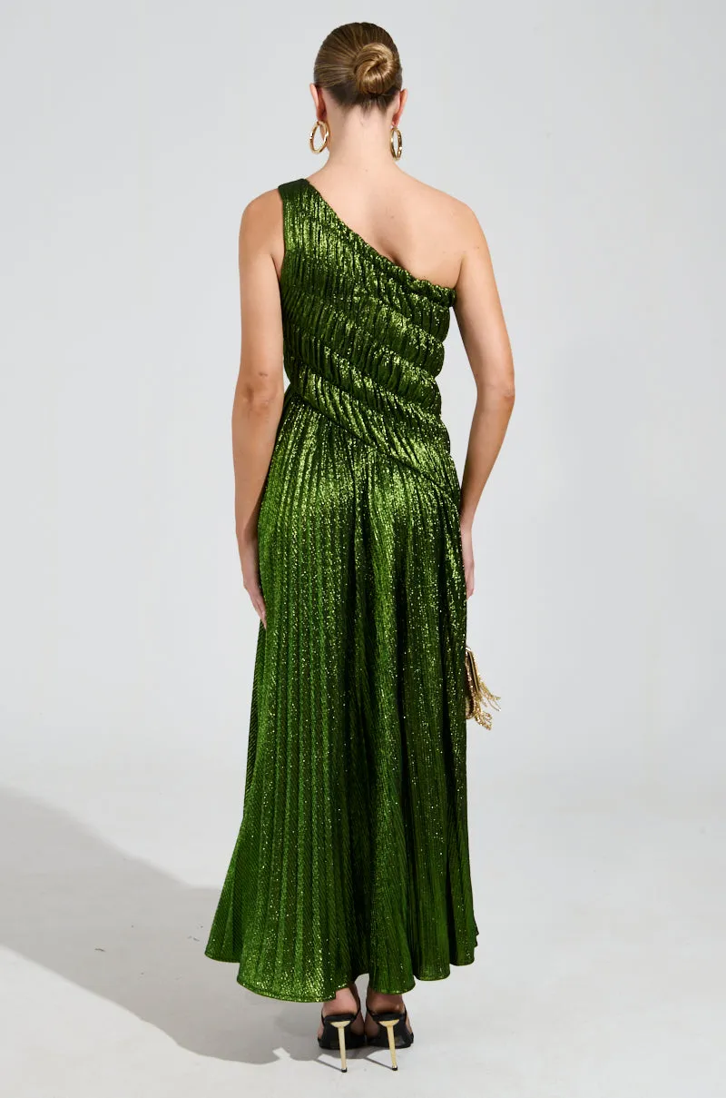 STAY RADIANT METALLIC CHIFFON MAXI DRESS
