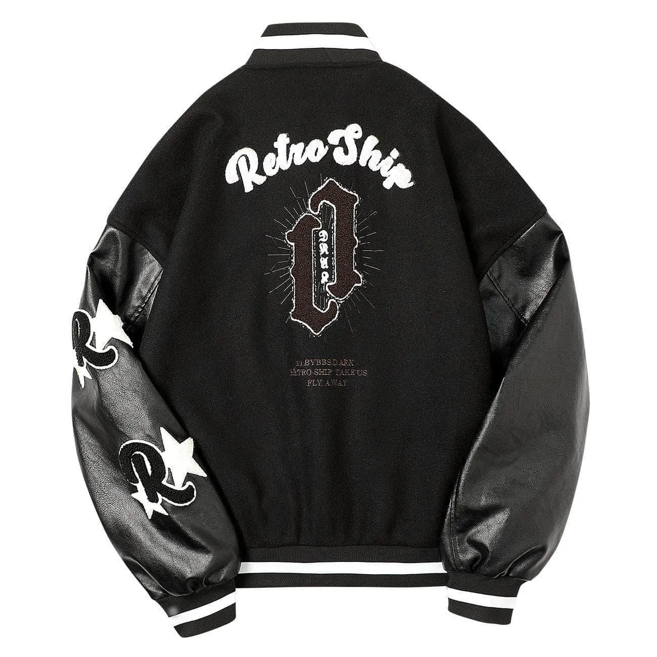 Stitching PU Sleeve Varsity Jacket