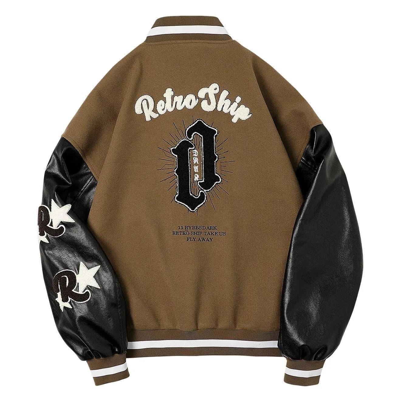 Stitching PU Sleeve Varsity Jacket
