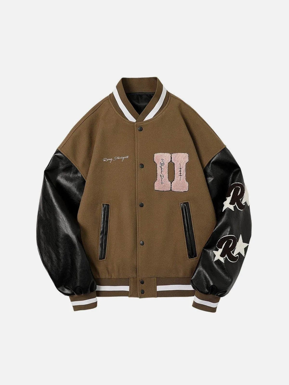 Stitching PU Sleeve Varsity Jacket