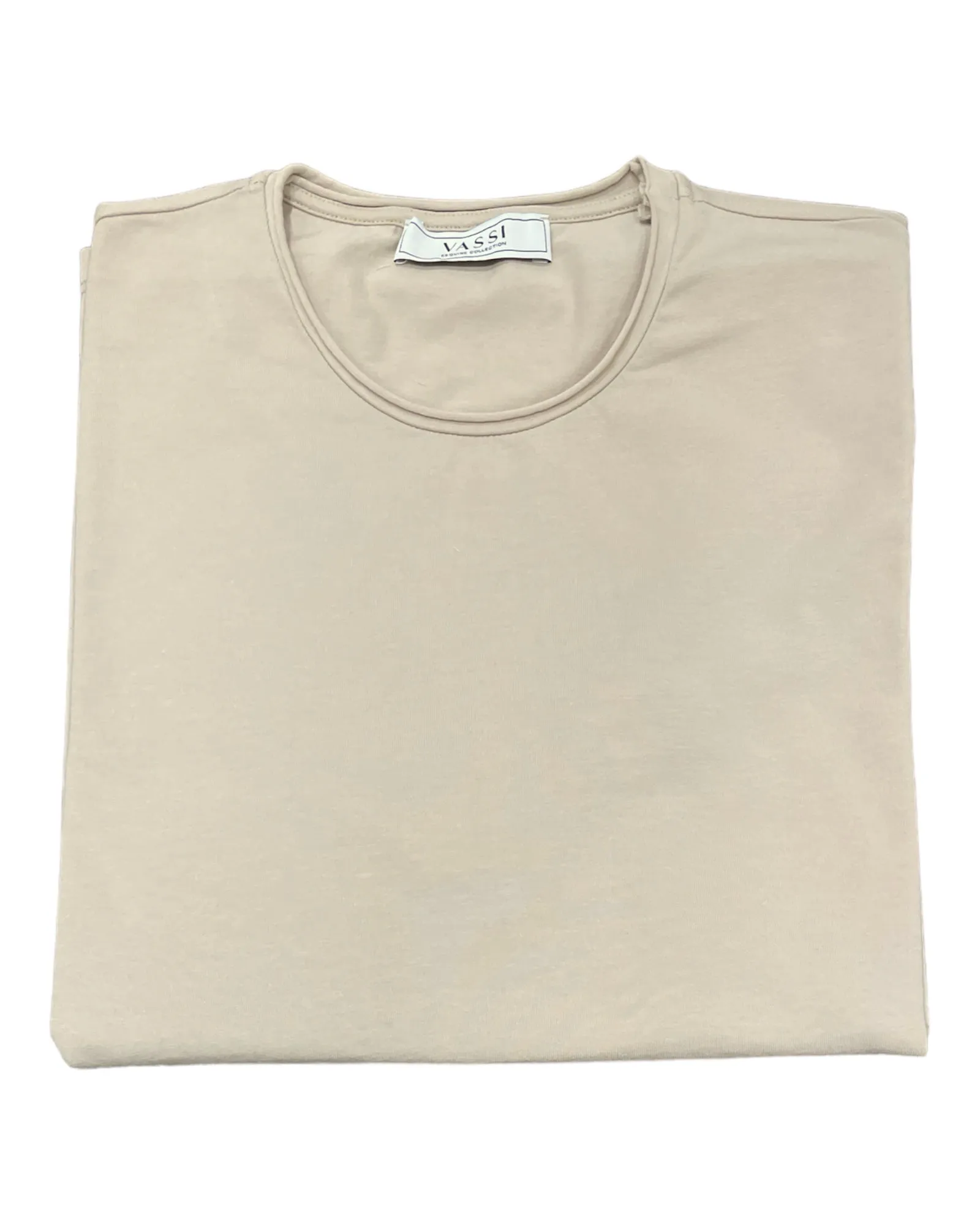 Stretch-Cotton Rolled Crew-Neck T-Shirt - Beige