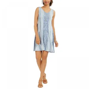 Style & Co. Women's V-Neck Printed Sleeveless Swing Dress