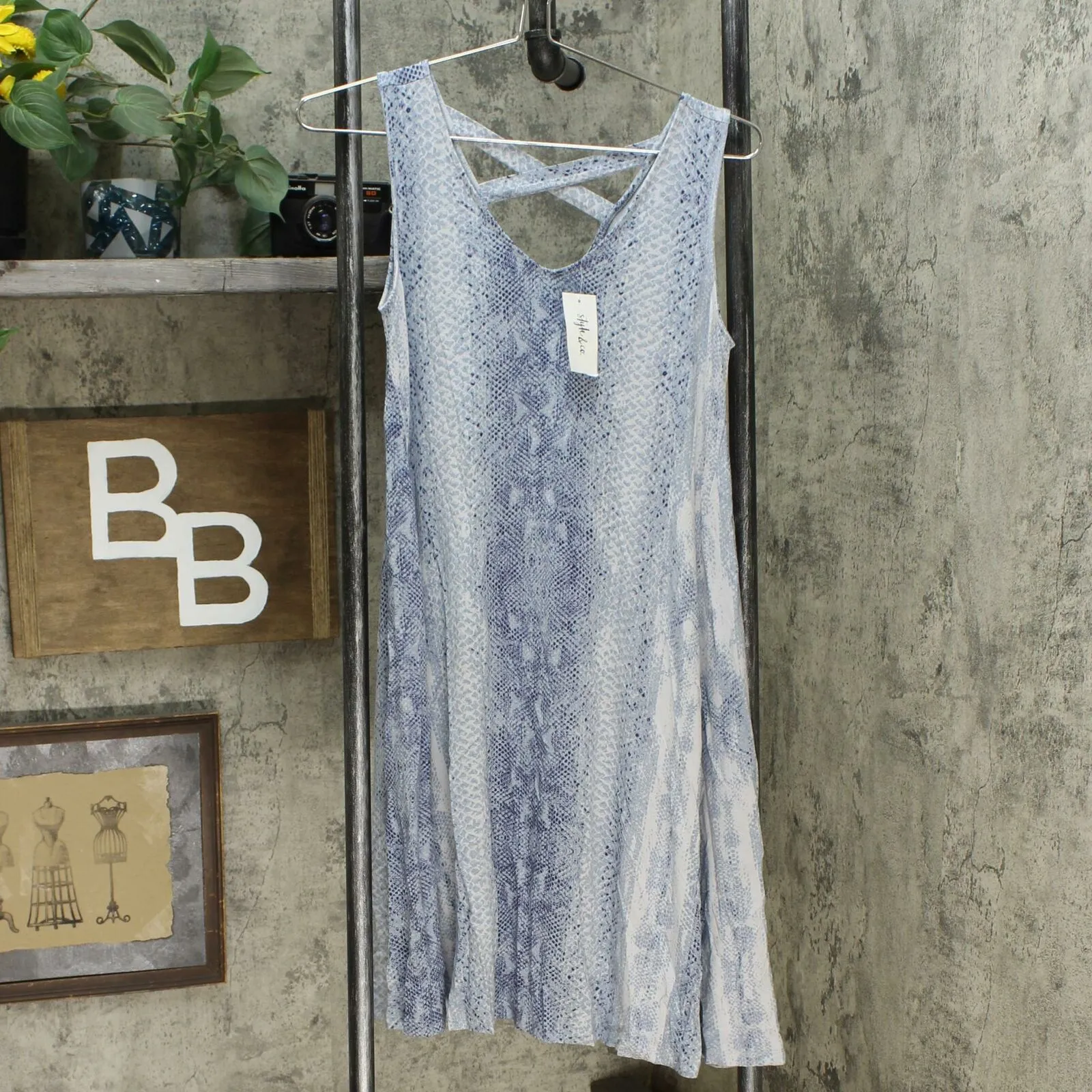 Style & Co. Women's V-Neck Printed Sleeveless Swing Dress