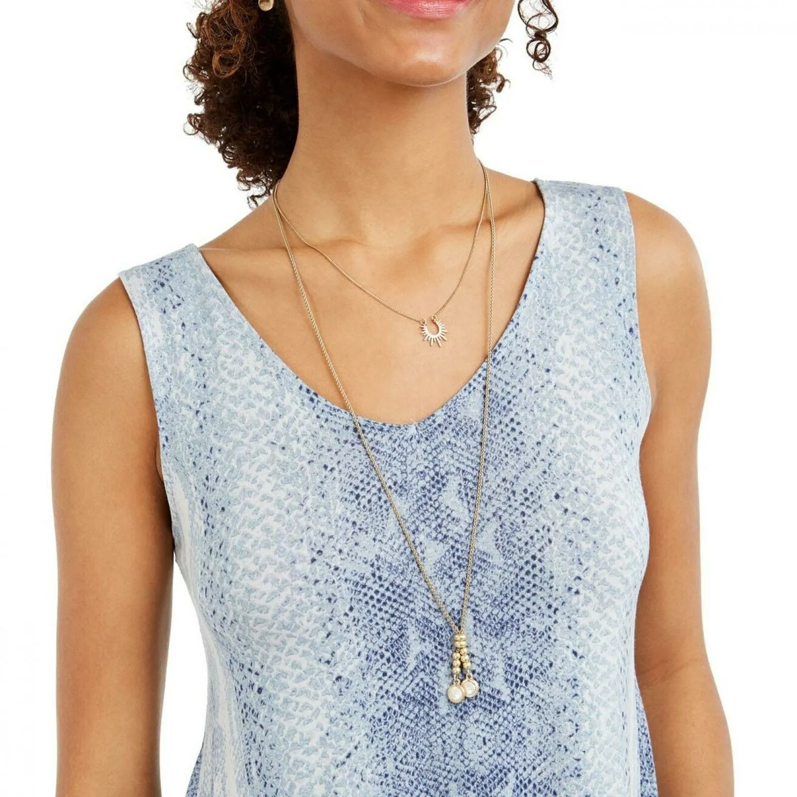 Style & Co. Women's V-Neck Printed Sleeveless Swing Dress