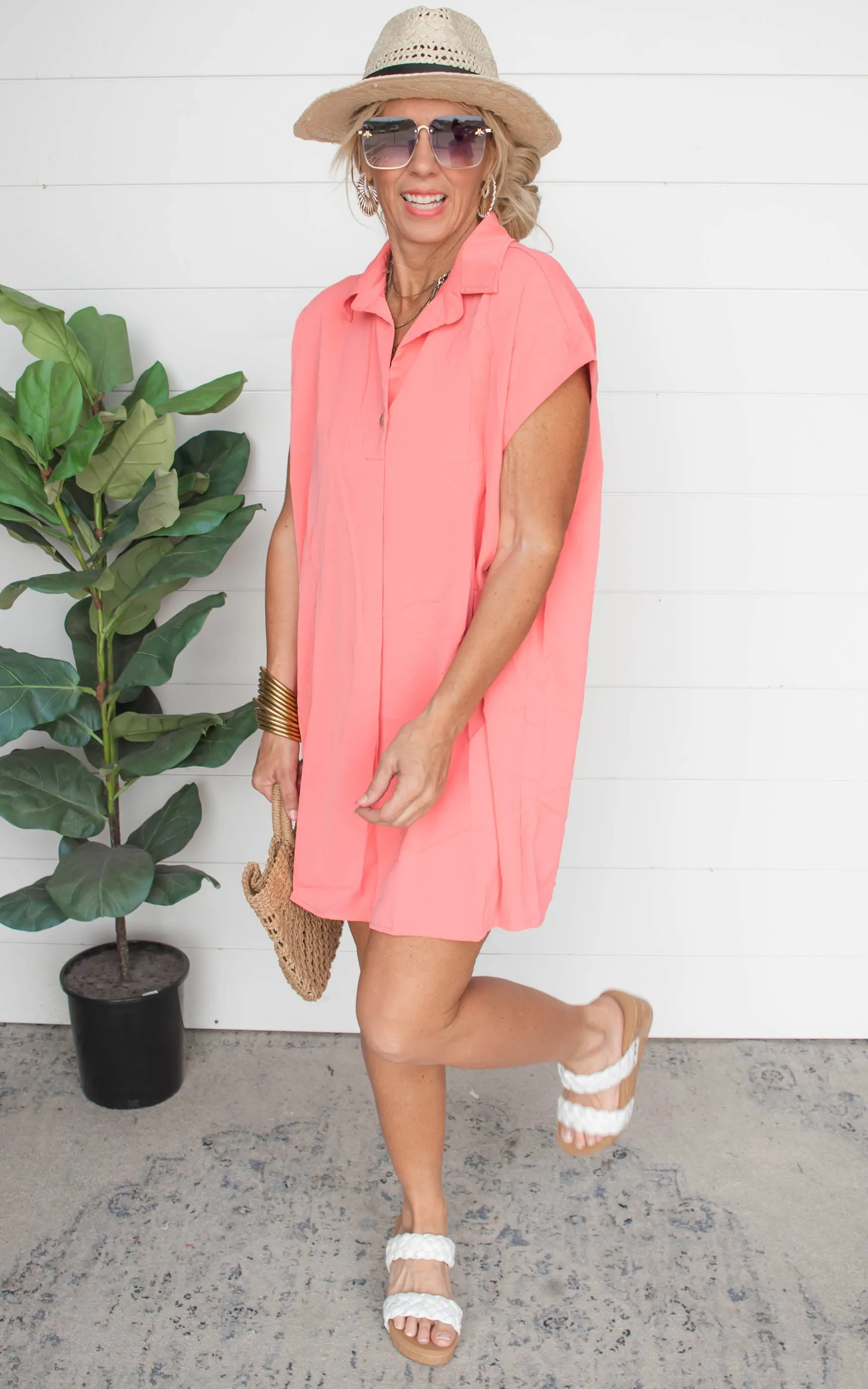 Sunday Casual Salmon Shirt Dress | FINAL SALE