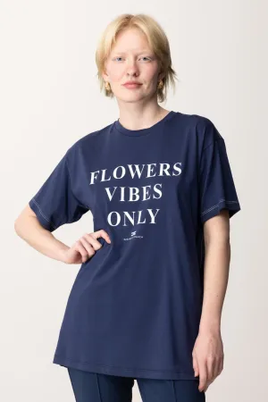 T-shirt Stampa Flower Vibes e Bande In Raso