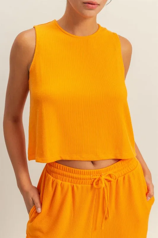 Tangerine Tank and Drawstring Pants Set