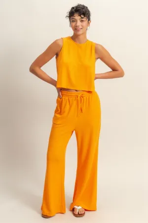 Tangerine Tank and Drawstring Pants Set