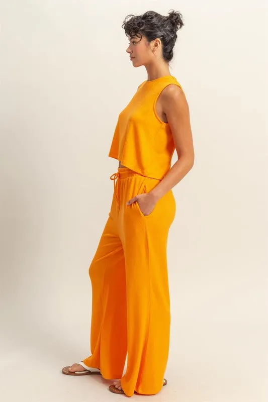 Tangerine Tank and Drawstring Pants Set