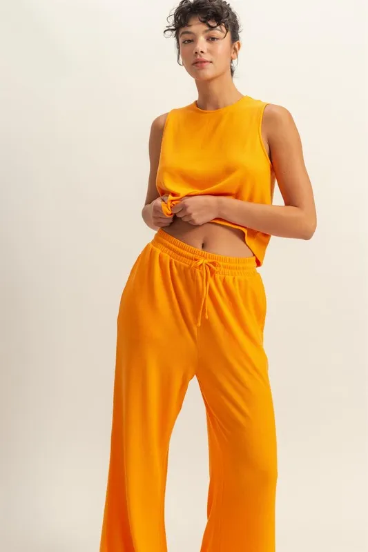 Tangerine Tank and Drawstring Pants Set