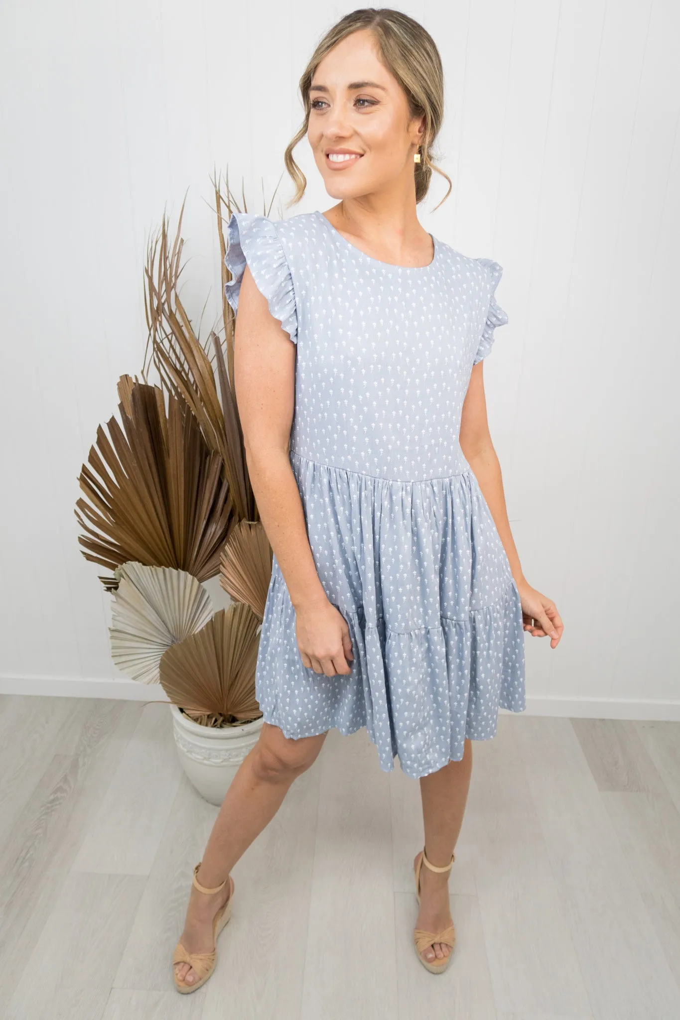 Taylor Dress -Denim blue/floral
