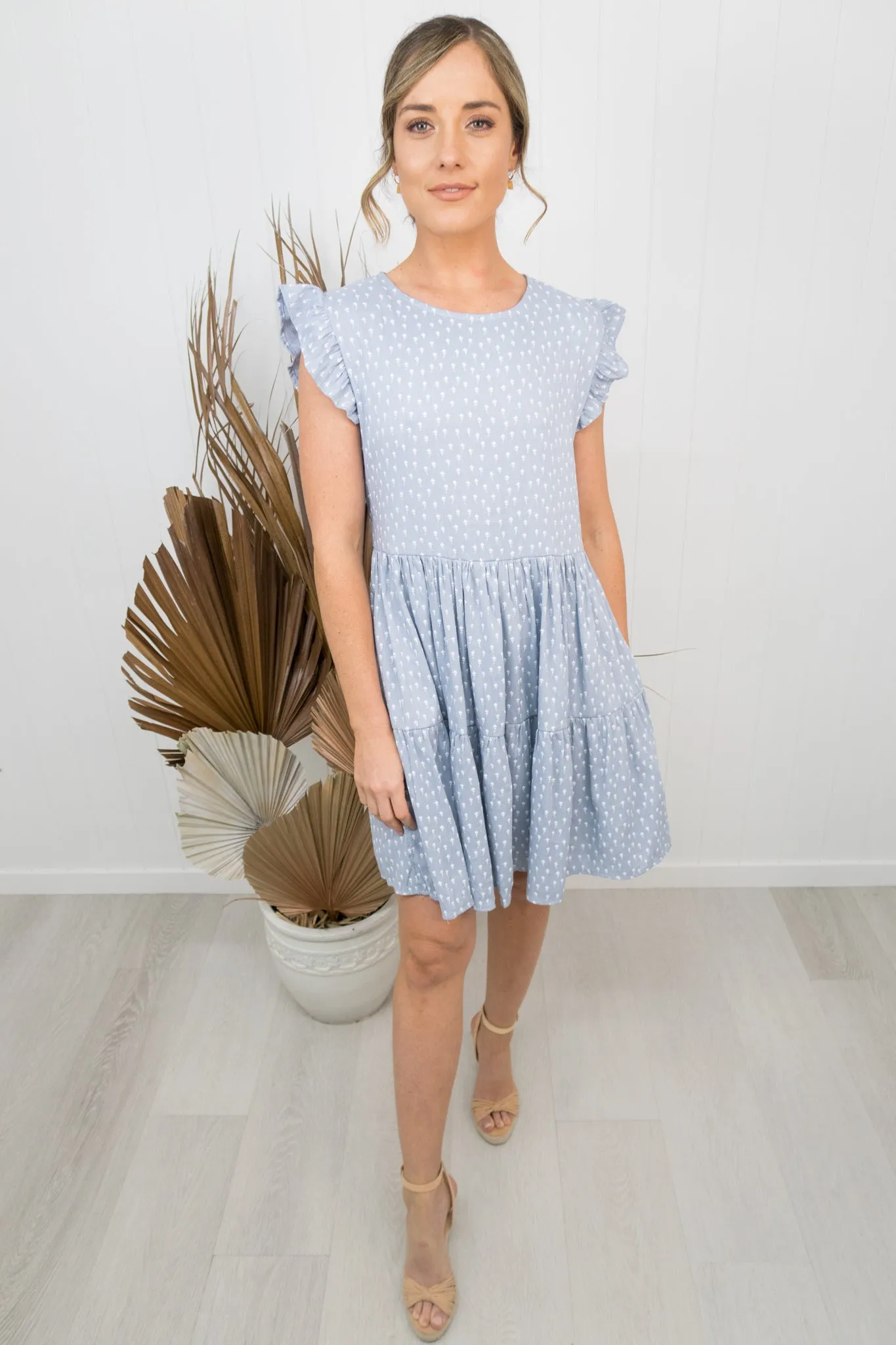 Taylor Dress -Denim blue/floral