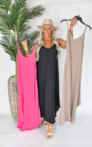 The Cassie Woven Crinkle Cami Maxi Dress - Final Sale