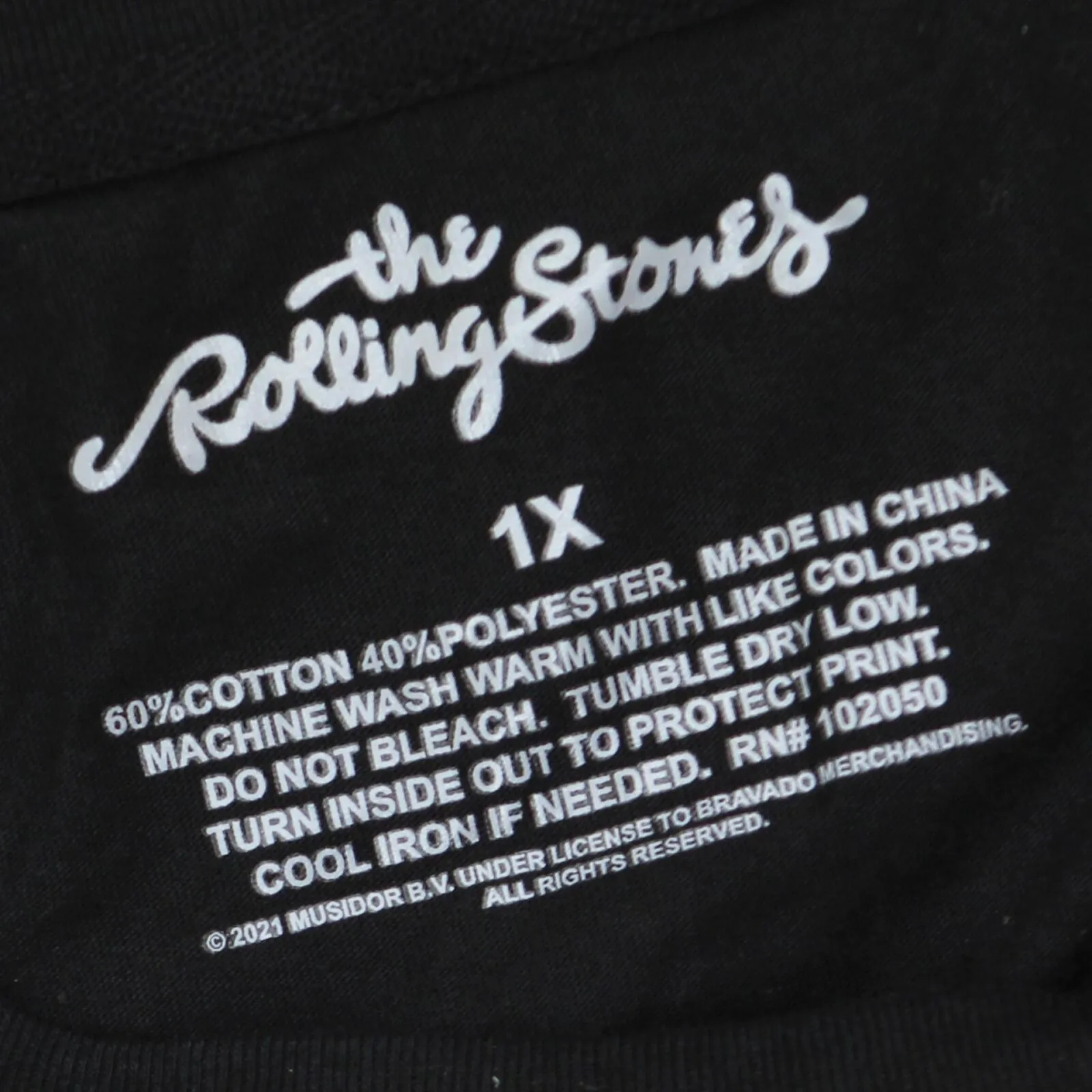 The Rolling Stones Womens Plus Size Varsity Long Sleeve Graphic T-Shirt Black 1X