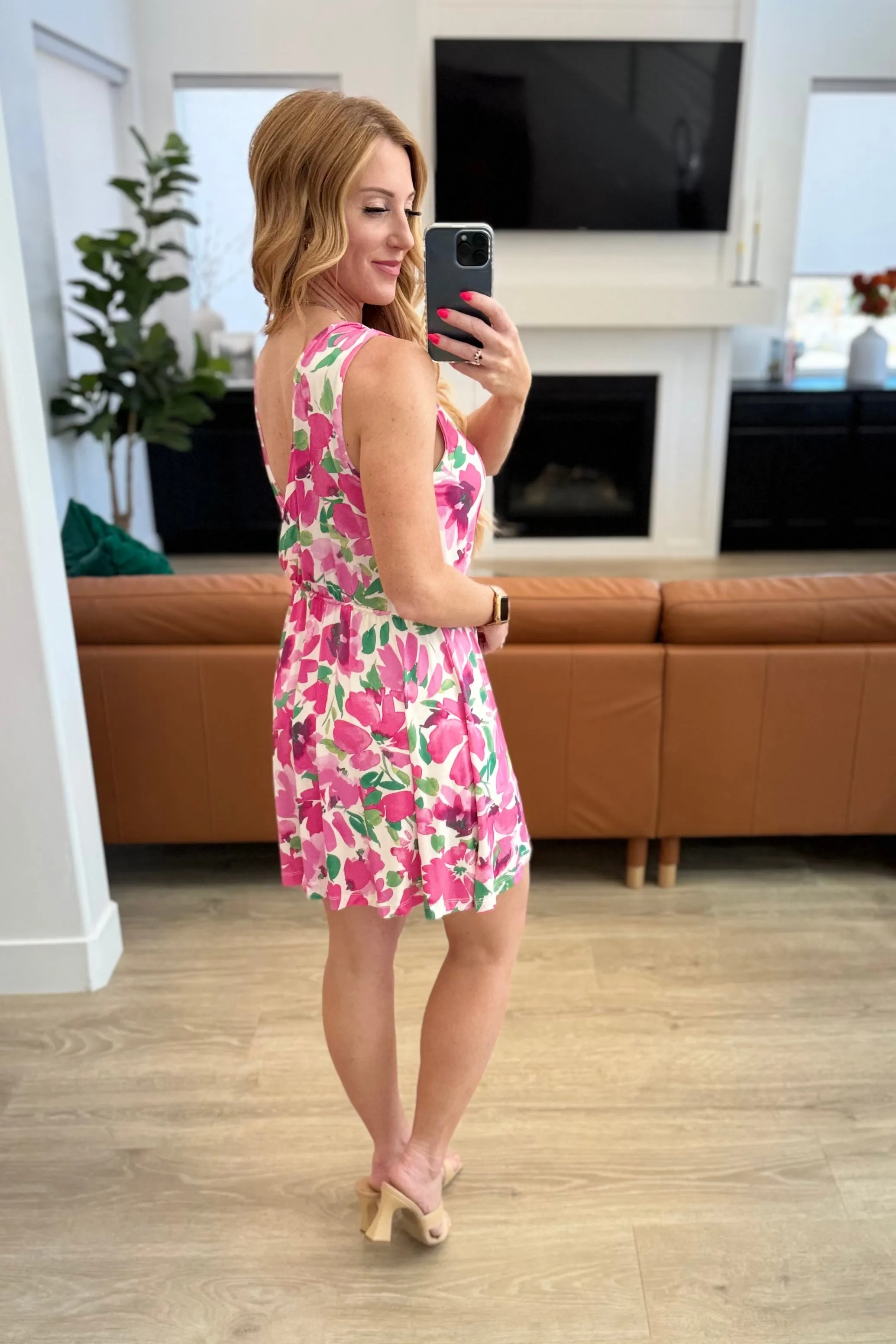 The Sun's Been Quite Kind V-Neck Dress in Pink