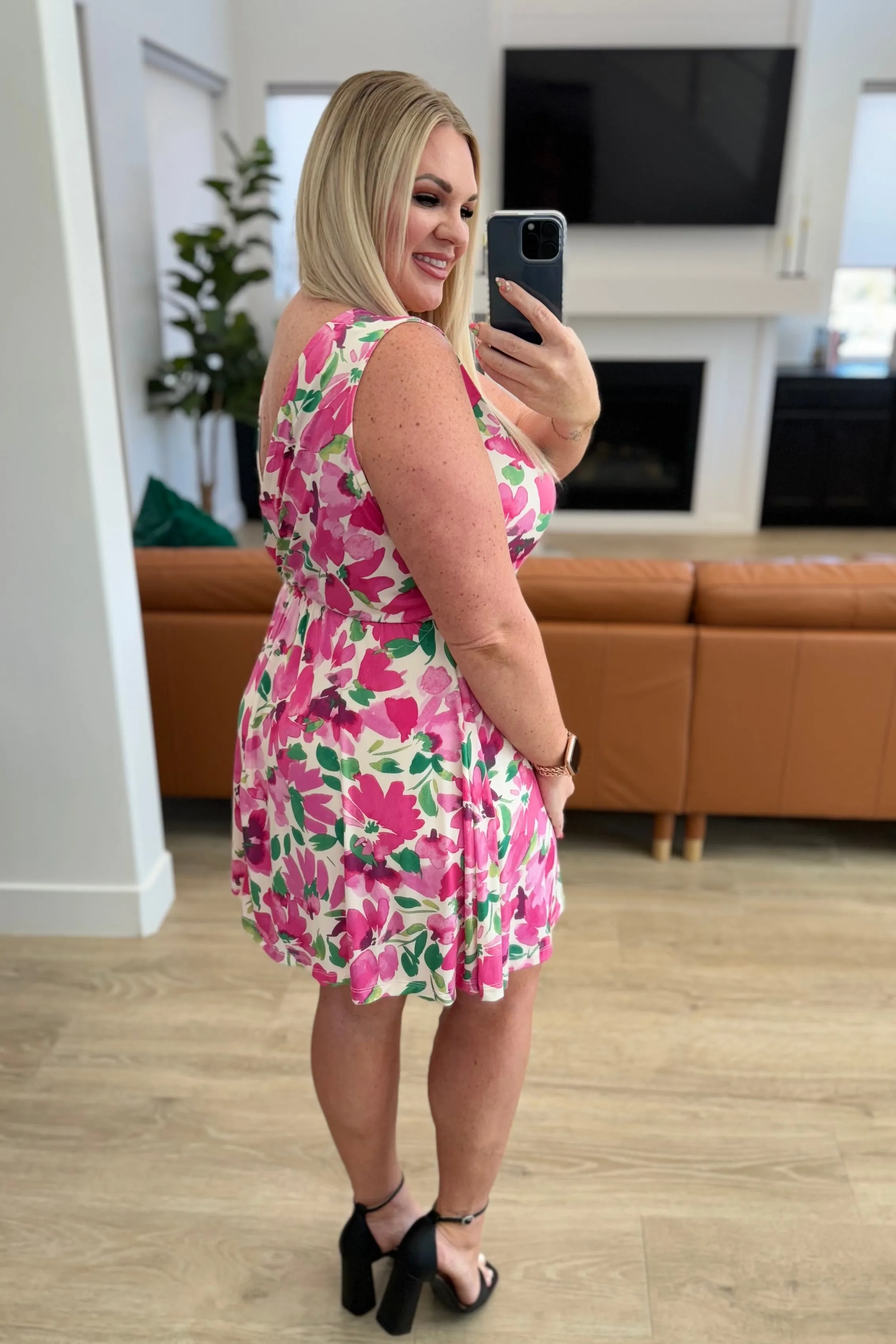 The Sun's Been Quite Kind V-Neck Dress in Pink