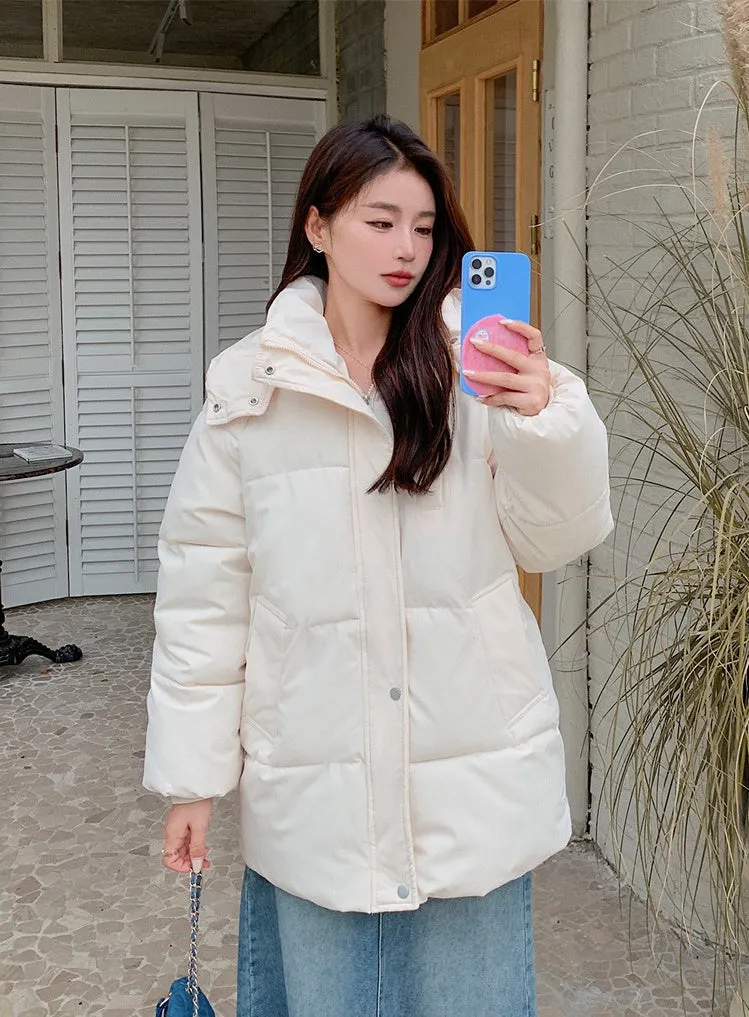 Thickened Quilted Full-Zip Water-Resistant Jacket for Women