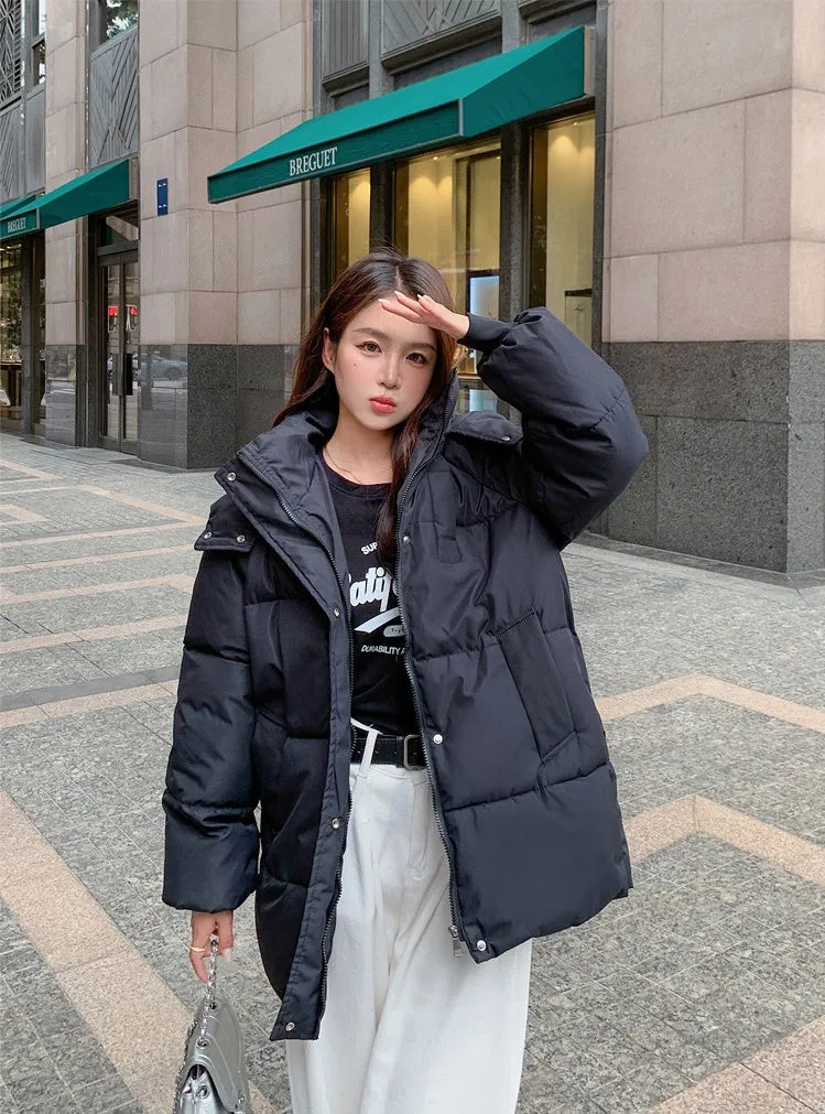 Thickened Quilted Full-Zip Water-Resistant Jacket for Women