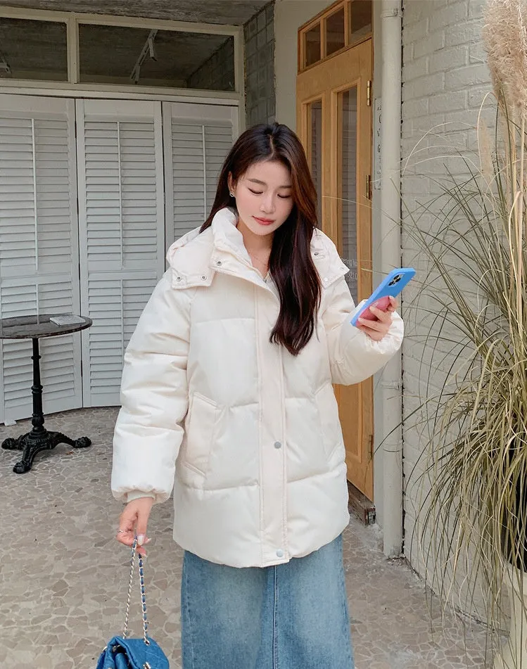 Thickened Quilted Full-Zip Water-Resistant Jacket for Women