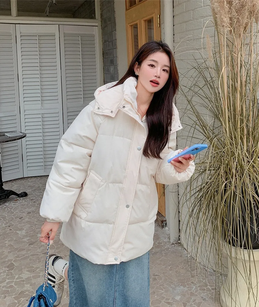 Thickened Quilted Full-Zip Water-Resistant Jacket for Women