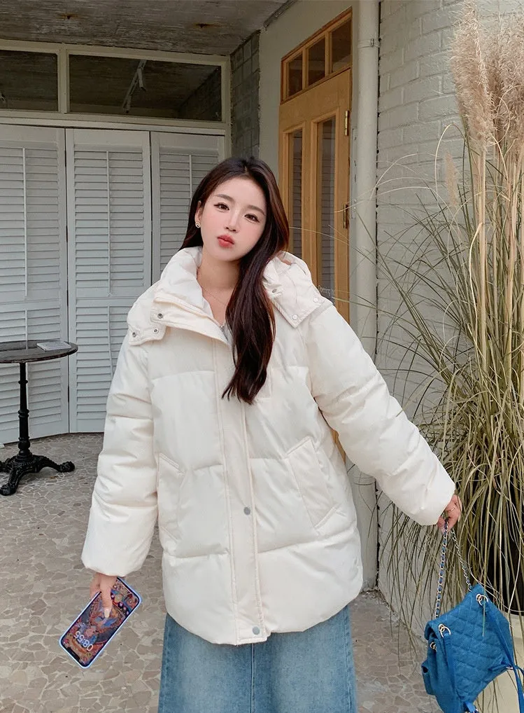 Thickened Quilted Full-Zip Water-Resistant Jacket for Women