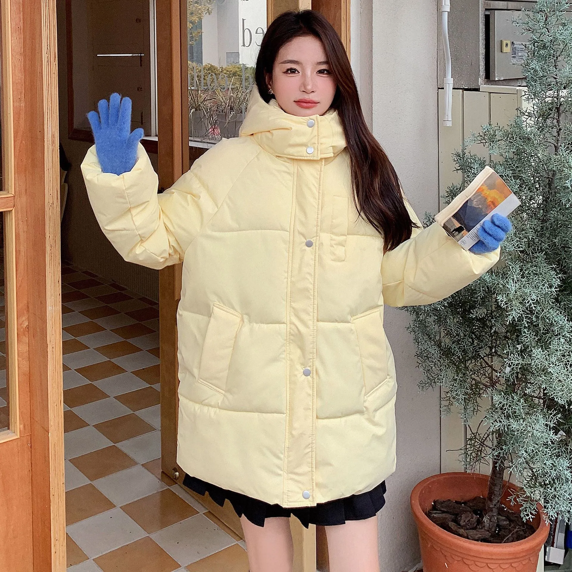 Thickened Quilted Full-Zip Water-Resistant Jacket for Women
